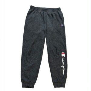 Champion Gray Logo Sweatpants Joggers with Elastic Waistband and Cuffs. Pockets.